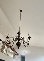 Vintage Brass 6 Arm Chandelier