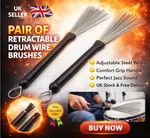 1 pair Percussion Wire Brush & Metal Rod Beater – Lightweight Rhythm Tools Drum✅