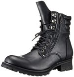 Boredom 0096 Black Lace-Up Boots with Double Side Zip and Tank Solefrom JP