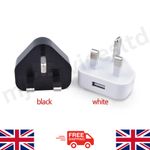 UK 3 Pin Dual USB Plug Adapter Mains Wall Charger 1/2/3-Port For Phones Tablet