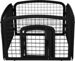 4 Panel Heavy Duty 24" Plastic Pet Pen Black Locking-Latch Door For Small Dogs