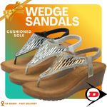 Dunlop Women’s Wedge Sandals Cushioned Comfort Elastic Strap Summer Ready Shoes