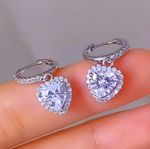 925 Sterling Silver Heart Hoop Drop Huggie Dangle Earrings Women Girls Jewellery