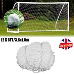 12 X 6Ft White Football Goal Nets Double Knotted Polypropylene Twine Nets Only