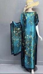 Chic Bohemian Kaftan Dress – Colorful Statement Maxi with Matching Wrap