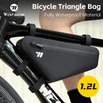 WEST BIKING Full Waterproof Bicycle Frame Bag Bike Front Triangle Bag 1.2L