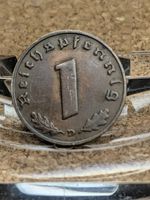 1937 D German 3rd Reich 1 Pfennig Coin Historical Artefact with Nazi symbol #001