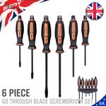 6PC Magnetic Screwdriver Set with HEX Impact Bolster 3 Phillips and 3 Flat Head