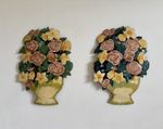 Pair Antique Victorian Toleware Dummy Boards Fire Screen Flower Baskets