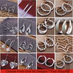 Womens 925 Sterling Silver Plated Crystal Pearl Hoop/Drop Ear Stud  Earrings