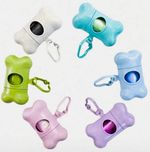 Bone-Shaped Dog Waste Bag Dispenser with Clip & Refill Bags, Multicolour 8cm
