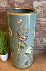 Grey Floral and Birds Ceramic Umbrella/Walking Stick Stand /Large Vase MIN0886