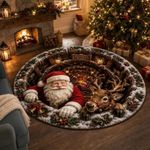 Large Round Christmas Rugs 3D Printed Illusion Rug Anti Slip Soft Carpet Mat