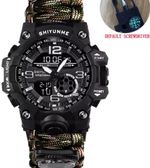 Tactical Survival Watch Waterproof Paracord Bracelet Compass Camping Hiking