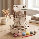 Rotating  music Musical Box "Flower Market"  Wood Craft  & Paint Kit
