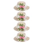 4pcs Miniature Doll Hats: Mini Imitation Straw Knitting Hats - Mini Craft Doll
