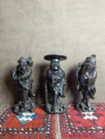 Vintage Chinese Root Wood Hand Carved Figures Set of 3 Statues