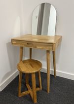 Futon Company Solid Oak Dressing Table With Mirror and Stool