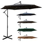 Garden Umbrella Solar Powered LED Lights Hanging Banana Cantilever Parasol 3m