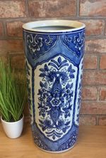 Blue & White Floral Rope Design Ceramic Umbrella/Walking Stick Stand MIN0809