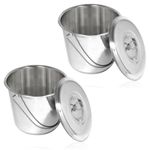 12L Metal Bucket Lid Stainless Steel Pub Beer Garden Ashtray Butt Pail Handle x2