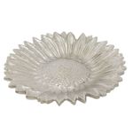 Silver Sunflower Trinket Dish, 15cm Aluminium Flower Shaped Jewellery Dish