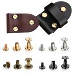 10Sets Flat Belt Screw Leather Craft Chicago Stud Heads Nail Brass Solid Rivet