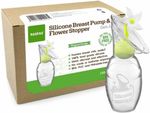 Haakaa Generation 2 Silicone Breast Pump with Suction Base and White Flower Stop