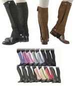 SHIRES AMARA HALF CHAPS WASHABLE SYNTHETIC SUEDE HORSE RIDING PLAIN/COLOURED