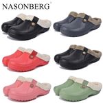 Womens Waterproof Thermal Clogs Mules Mens Fur Lined Garden Shoes House Slippers