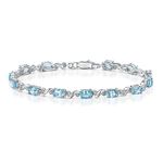 Sterling Silver Bracelet Blue Topaz and Diamond Twist Bracelet 18.5" Hallmarked