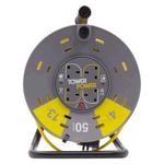 Extension Cable Reel 4 Socket 50m 13a Tower TP45034 with Thermal Safety Cut Out