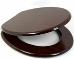 MAHOGANY 18" MDF UNIVERSAL BATHROOM WC TOILET SEAT EASY FIT W/ FITTINGS WOODEN