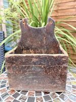 Handmade rustic antique wooden salt box kitchen storage container Farmhouse