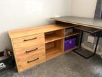 Corner Furniture Village Computer Desk with Chair, 3 Drawers 1 Shelf 120x120