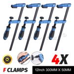 WinHolder Universal 4pc F Clamps Wood Working Soft Grip Heavy Duty Clamp 12"inch