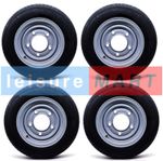 Four 155 x 12 (155/70 R12C) Trailer Wheel & Tyre 5 Stud 6.5 " PCD