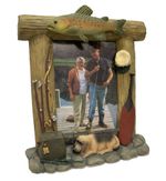 Vintage DEZINE Trout Bloodhound Fisherman Photo Frame Fly Fish 3.5" x5" 19
