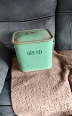Vintage Bread Bin Green Enamel Metal 
