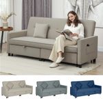 Sectional 3 Seater Sofa Bed, Fabric Corner Sleeper Sofa with Cushions