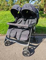 Joie Aire Twin Double Stroller Lightweight Pushchair Black Grey With Raincover