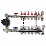 Underfloor Heating Brass 2-12 Ports Manifold + Grundfos / Wilo Pump + Pipe Conns