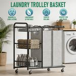 Heavy Duty Laundry Trolley Sorter Cart Hamper Basket Lockable Rolling Wheels