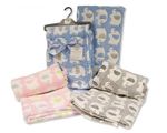 Baby Blanket Soft Fleece Elephant Pink Blue Grey Newborn Pram Cot Car Girl Boy