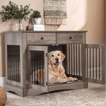 Large Dog Crate Furniture Wooden Dog Kennel Cage End Table Living Room Iron Door