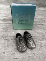 Shudehill Pewter Miniature Baby Shoes with Rhinestones Vintage Christening