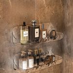 Acrylic Bathroom Shelf No Drill Shower Organizer Wall Mounted Storage Rack UK