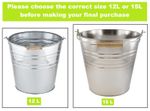 Galvanised Metal Bucket Handle Large Small Plant Pot Coal Planter Strong Steel