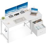 Computer Desk with Drawers, 120cm Office Desk with Storage, White