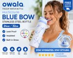 Owala Freesip Water Bottle Stainless Steel 24oz 32oz Multicolor Blue Bow Bottle
